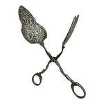 Antique Silver Plate Fork Grabber Ornate Figural Handle Serving Set Victorian G+