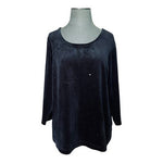 Quacker Factory Black Velour Sequin Long Sleeve Tunic Top NWT Womens L