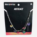 Monster High Multicolored Hearts Charms Necklace Silver Tone Jewelry Halloween