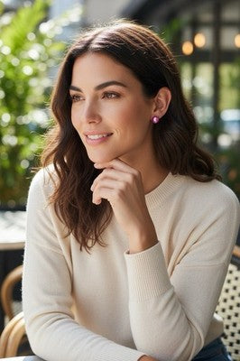 Pink Faux Pearl Stud Earrings Button Style NWOT