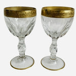 Pair Vintage Bohemian Gold Encrusted Cut Crystal Shot Glasses 4.25" Unsigned EXC