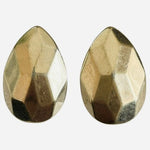 Vintage Avon 1985 Golden Facets Gold Tone Teardrop Clip On Earrings Geometric VG