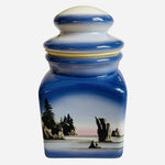 Vintage Hooton Hand Painted Scenic Art Pottery Vase Sea Stacks Landscape 5x5x9