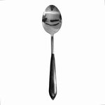 Mid Century Modern Stainless Steel Salad Serving Set Black Handles Vintage