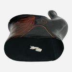 Vintage Black Red Lacquered Wood Swan Container Vase Bowl Handmade 6”x7”