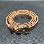 Genuine Brown Leather Belt Brass Buckle Casual Size M Unisex Very Good Condition