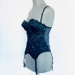 Ballet Women's Black Lace Corset Bodysuit Lingerie 36C Boudoir Padded Bra VG