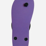 Feelgoodz Natural Rubber Flip Flops Black Purple Logo Womens Size 6 NWOT