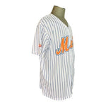 New York Mets MLB White Striped Team Jersey XL Button Front Dri-FIT NWT