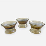 Set of 3 Vintage Glass Pedestal Candle Holders Brown Silver Magnet Base Modern