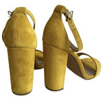 Steve Madden Carrson Yellow Suede Block Heel Sandals Womens 7.5M Excellent