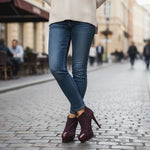 PRIMADONNA Burgundy Faux Suede Leather High Heel Ankle Booties Women’s Size 36