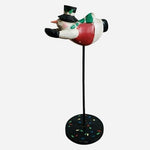 Vintage Dept 56 Flying Snowman on Stand Wood Christmas Figurine 4.5x10" VG