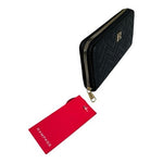 Rampage Chevron Quilted Zip Around Black Leatherette Wallet Fits Phone NWT
