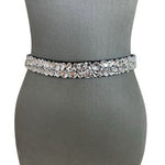 Boston Proper Black Crystal Embellished Elastic Waist Belt 1.5" Size 30-34 NWT