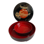 Vintage Japanese Urushi Lacquerware Sushi Oke Round Serving Set Lid 11.75" Sakai
