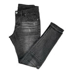 Men's Black Distressed Moto Biker Skinny Jeans Faded Paneled Slim Fit Sz M Good+