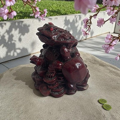 Vintage Asian Feng Shui Money Frog Toad Statue Figurine Wealth Luck 3.5"
