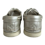 Sperry Top-Sider Women Boat Shoes Size 9M Silver Leather Lace Up Flats Excellent