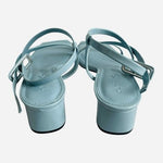 Katy Perry Women Baby Blue Patent Strappy Block Heel Sandals Size 9 VG