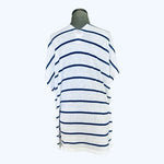 Lilly Pulitzer Linen Striped Open Front Cardigan Women's White Blue Sweater S/M