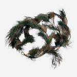Christmas Peacock Garland 50 in Glitter Feather Holiday Decor 3pc VG