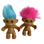 Vintage Russ Berrie Troll Doll Lot 2 Blue Pink Hair Dolls Figurine 90s Lucky