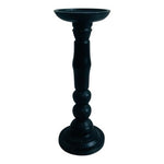 Black Ceramic Pillar Candle Holder Turned Column Design 10in VG  Elegant