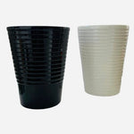 Black & White Ceramic Round Planters Set of 2 Horizontal Rib Pots 6.5 Home Decor