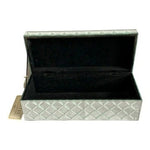 Hotel Collection Large Mirrored Jewelry Box Diamond Pattern Velvet Lined 12x5x4"