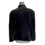 Style & Co Black Corduroy Velvet Military Jacket Snap Front Stand Collar 16W