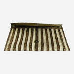 Chic Woven Straw Clutch Bag Brown Beige Stripe Curved Flap Beach Purse 11x6" EXC