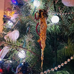 Oversized Gold Glass Cone Teardrop Christmas Ornament Collectible 8 Inch