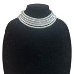 Fashion Silver Tone Multi Layered Magnet Lock Choker Necklace Women 16" EXC