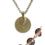 Unique Pink Beaded Layered Necklace 1972 Hong Kong Coin Pendant