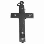 Vintage Italian Silver Tone Black Inlay Crucifix Pendant Catholic Cross 1.75" VG