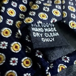Bocara Mens 100% Silk Neck Tie Navy Blue Yellow Red Geometric Floral Pattern NWT