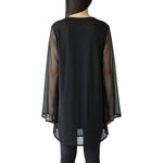 Vintage New York City Design Co. Women's Black Silk Tunic Blouse XL Sheer NWT
