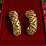 Gold Tone Textured Hoop Earrings 1" Womens Lightweight Classic Elegant Jewelry