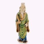 Antique Shekwan Chinese Mudman Figurine 6.5” w Scroll Handcrafted Ceramic Statue