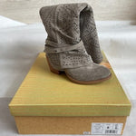 Very G Untitled Grey Faux Suede Laser-Cut Knee High Boot Women's Size 6 NIB