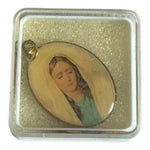 Vintage Blessed Virgin Mary Gold Plated Medal Pendant Vatican Italy NIB
