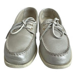 Sperry Top-Sider Women Boat Shoes Size 9M Silver Leather Lace Up Flats Excellent
