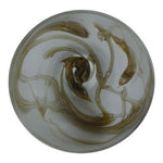 Vintage Spring Satin Swirl Glass Bowl 9.5" Tan Green Poland Large Serving Dish