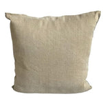 Beige Decorative Throw Pillow Shell Embroidery French Script Square Cushion