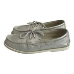 Sperry Top-Sider Women Boat Shoes Size 9M Silver Leather Lace Up Flats Excellent