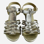 Isaac Mizrahi Live Simmer Gold Metallic Leather Fisherman Cork Wedge Sandal 7M