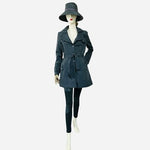 Split Personality Matthew Hekmatniaz Belted Cotton Trench Coat Dark Grey Sz L VG