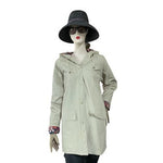Chromatics by Totes Hooded Rain Jacket Floral Lined Khaki Womens S  Vintage VG