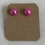 Pink Faux Pearl Stud Earrings Button Style NWOT